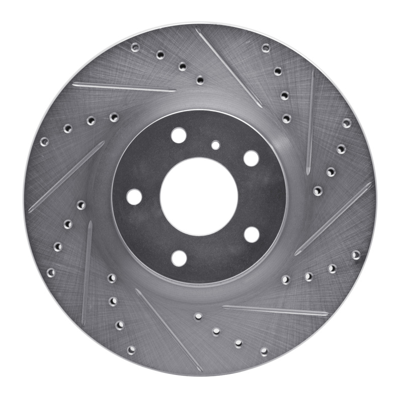 Infiniti M35 Brake Rotor (1) - Front Right - R1 Concepts - Drilled & Slotted - Silver - `03-`23